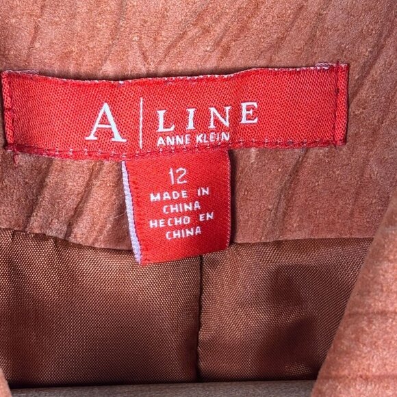 VTG Anne Klein A-Line Womens Suede Leather Jacket Size 12 Orange Brown Cropped - Picture 4 of 11